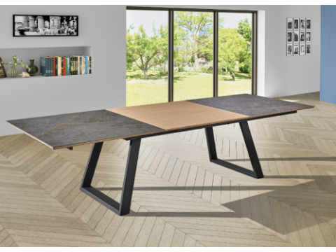 Table plateau céramique allonge bois